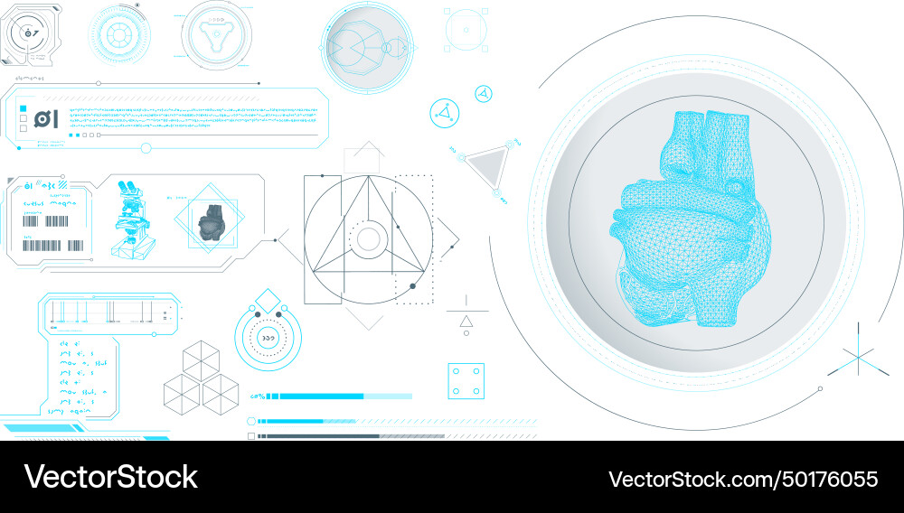 Data elements for sci-fi interface vector image