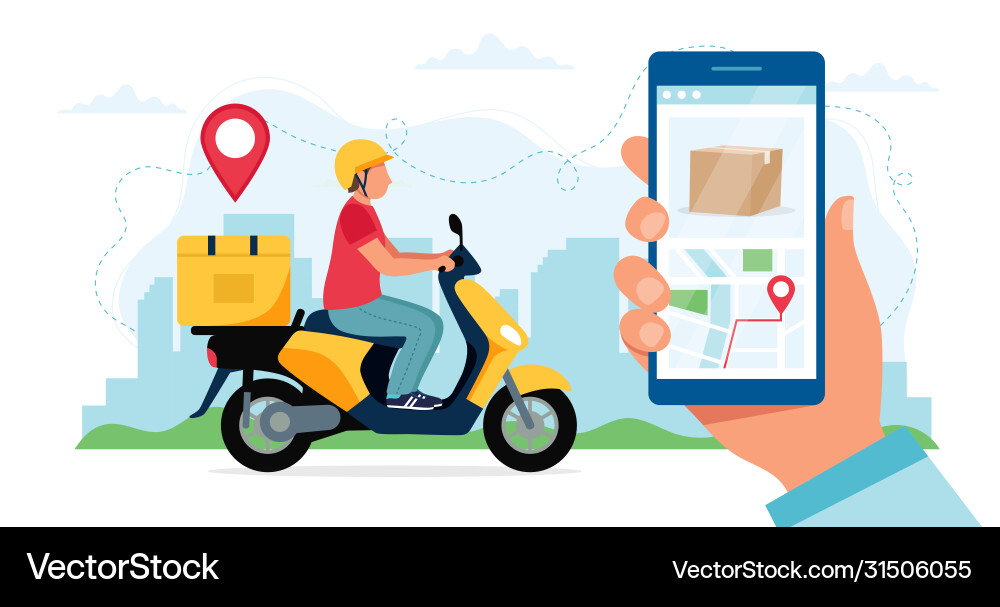 Scooter delivery service concept courier Scooter delivery service concept courier vector image