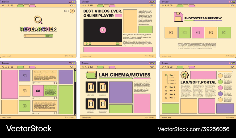 80s Web UI Template - Retro Style vector image