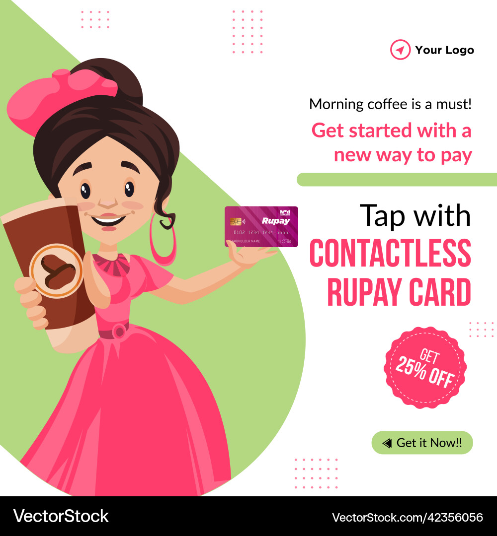 Banner design of get started with a new way to pay Banner design of get started with a new way to pay vector image
