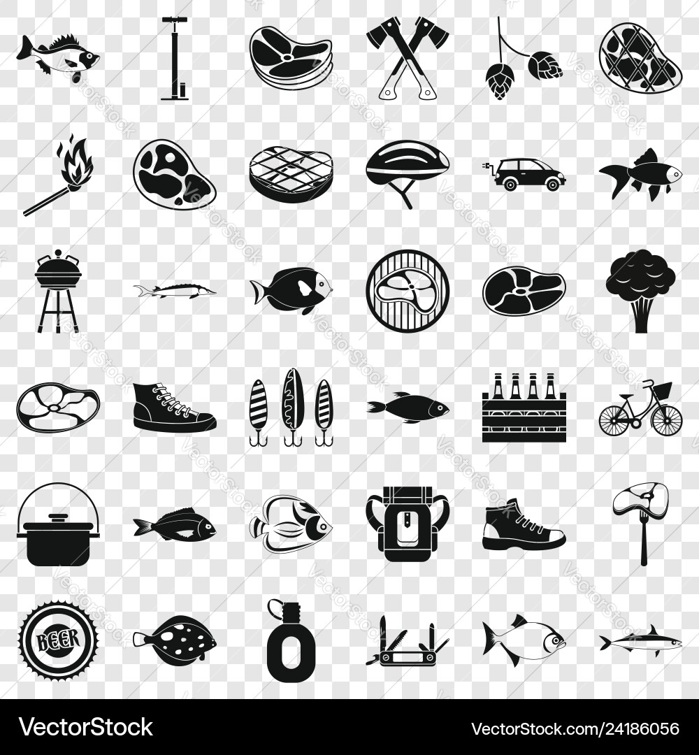 Bbq rest icons set simple style Vector Image
