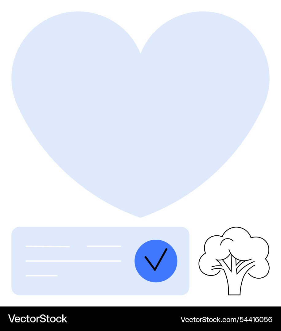 Blue heart with check mark and tree outline Vector Image