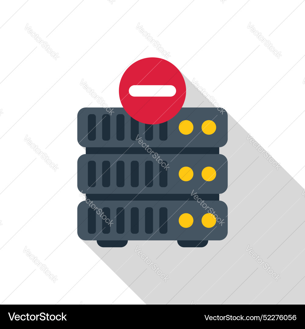 Database server showing error with red stop sign Database server showing error with red stop sign vector image