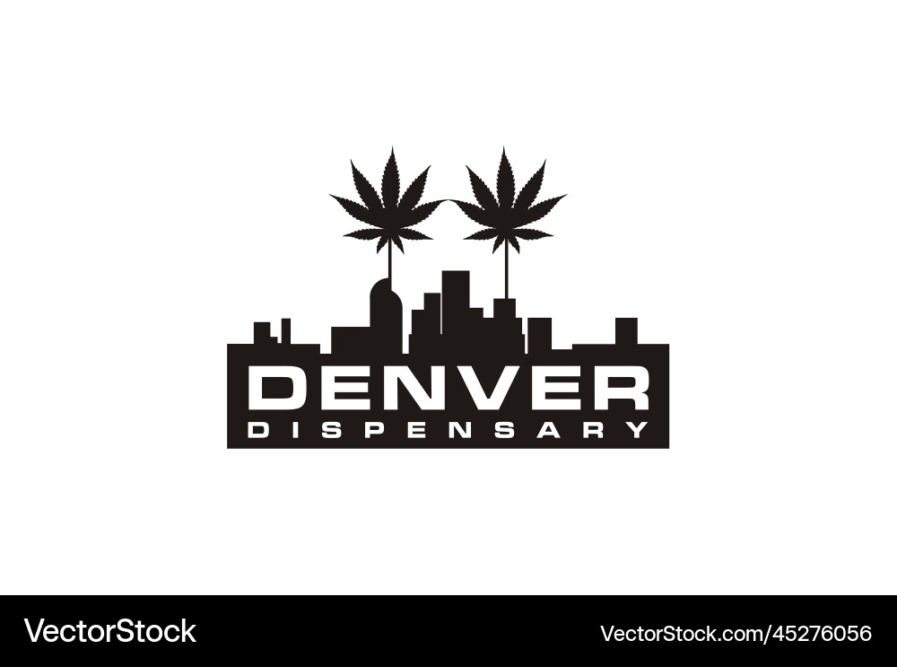 Denver Skyline Cannabis Marihuana Grasblatt Logo Denver Skyline Cannabis Marihuana Grasblatt Logo vektorbild