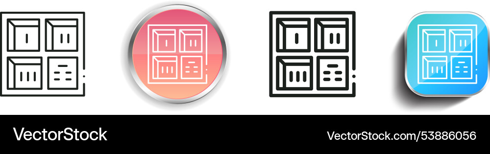 Excavation icon thin linear regular and button Excavation icon thin linear regular and button vector image