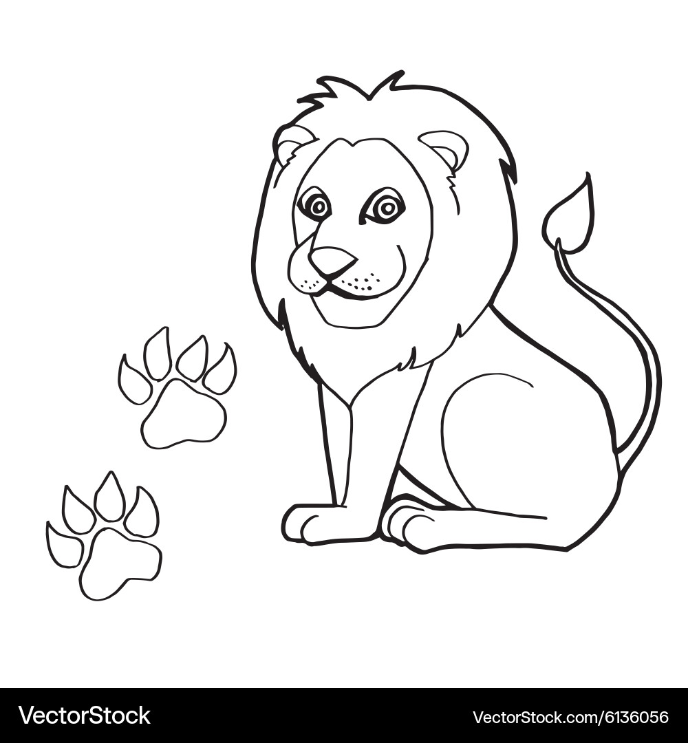 Lion Paw Print Coloring Pages Royalty Free Vector Image