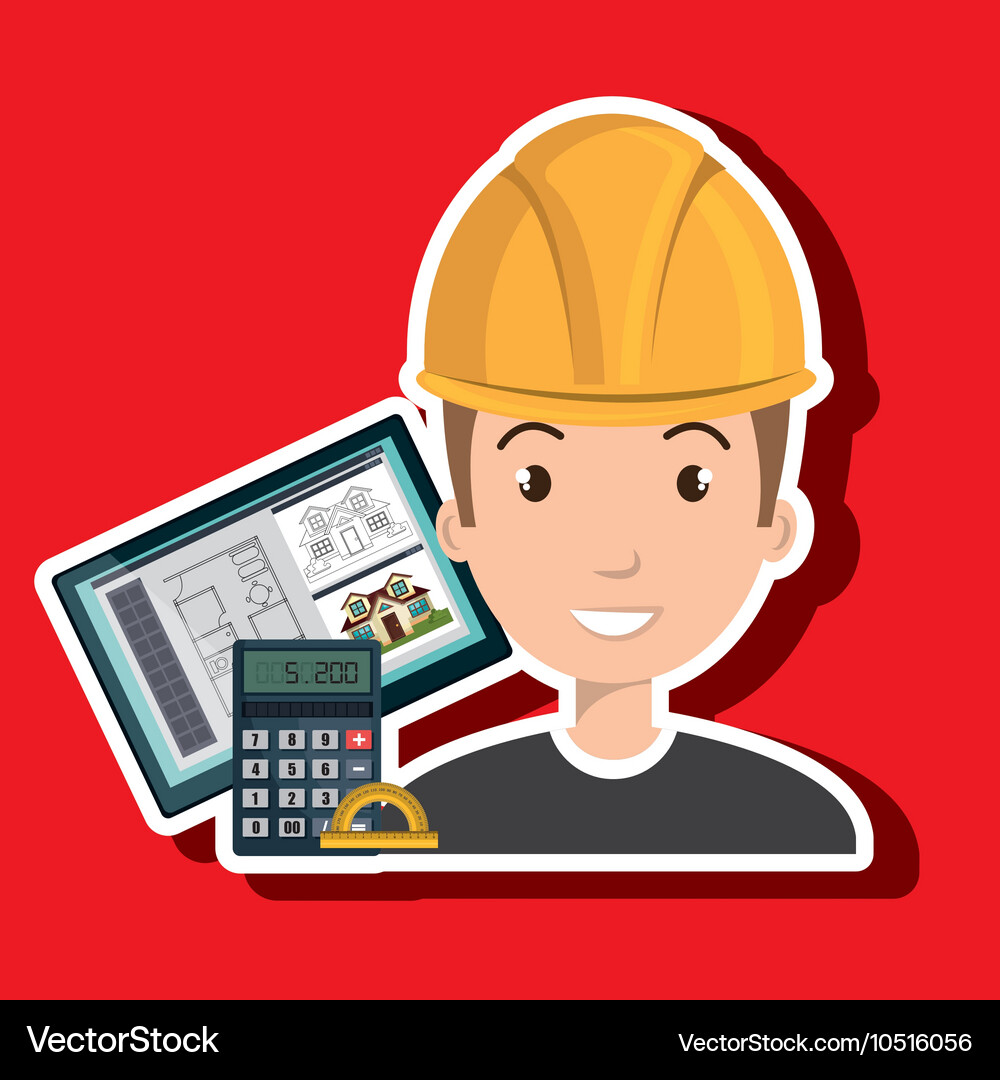 Man architect protractor calculator Vector Image