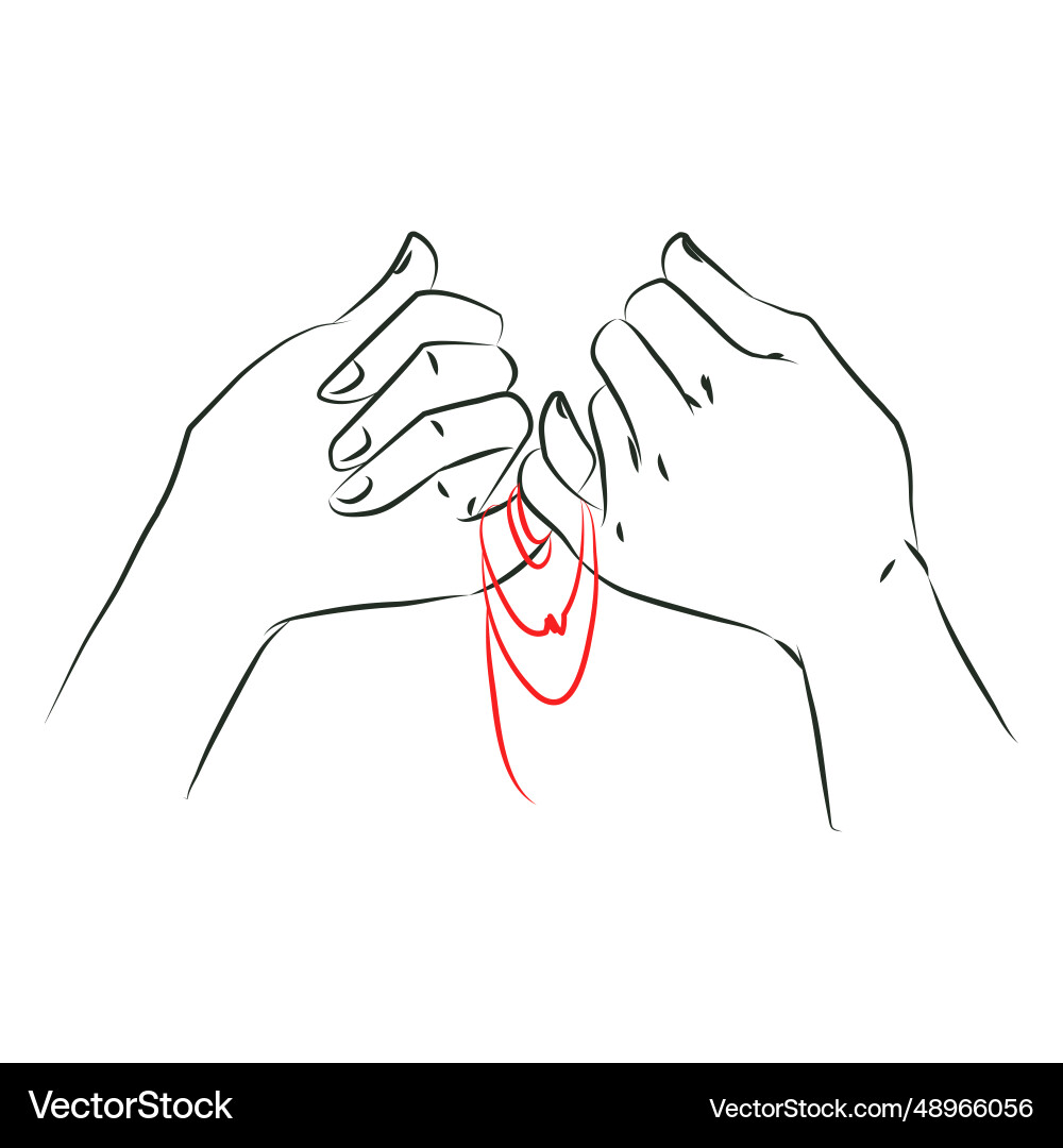 Red String of Fate Hands vector image