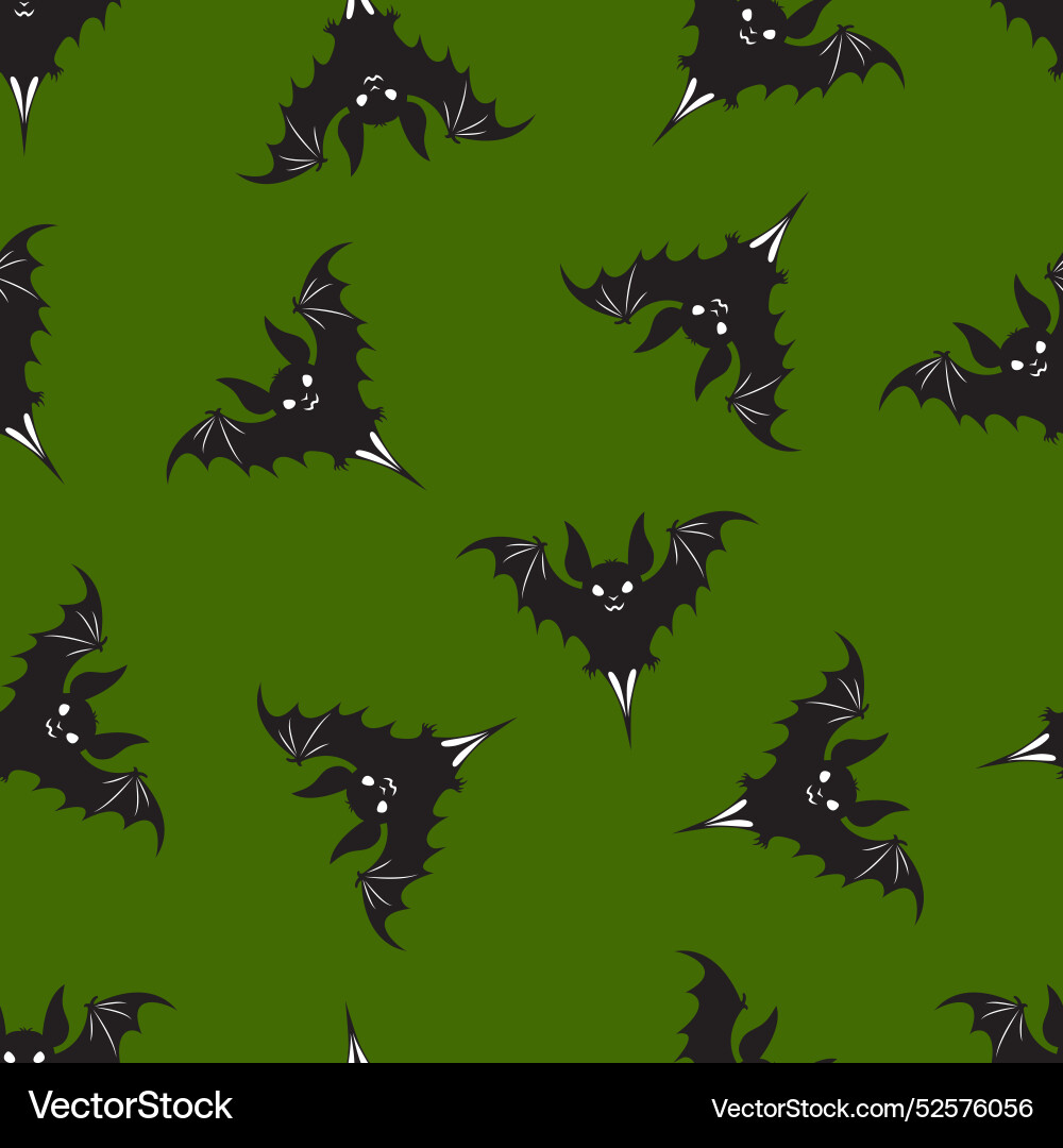 Seamless pattern with bats on a green background Seamless pattern with bats on a green background vector image