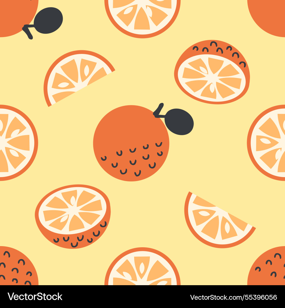 Seamless pattern with retro flat style oranges Vector Image