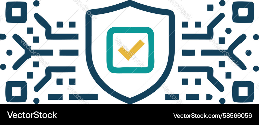 Secure QR Code Shield Icon Vector Image