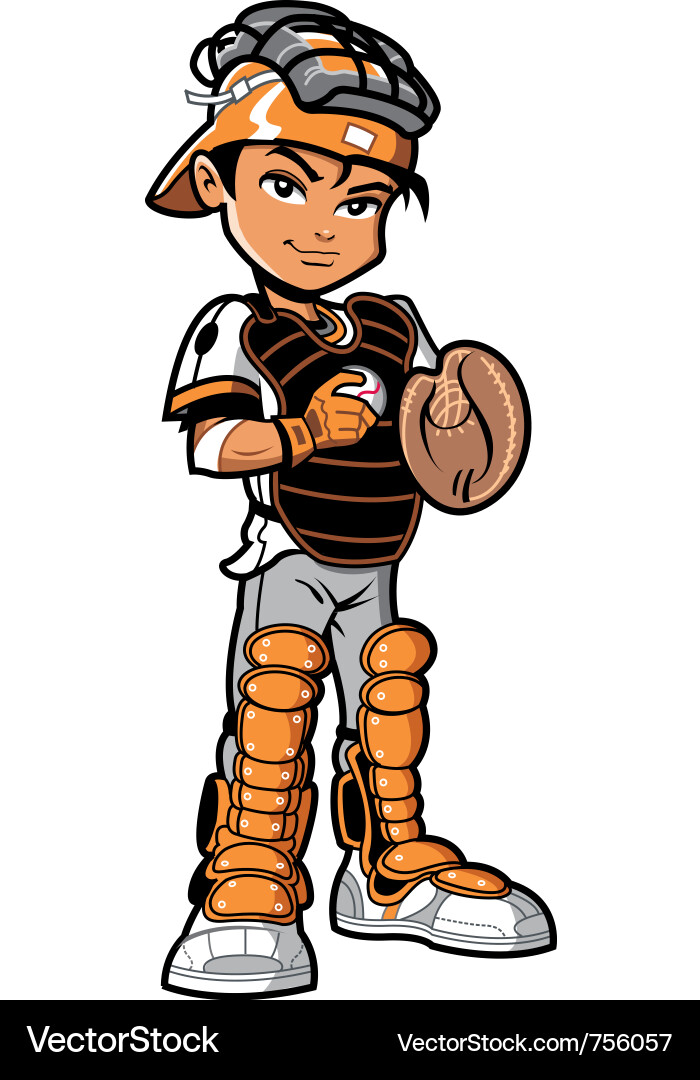 Baseball Catcher Illustration Vector Image