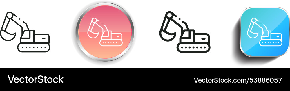 Excavator icon thin linear regular and button Excavator icon thin linear regular and button vector image