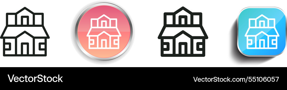 House icon thin linear regular and button style vector image