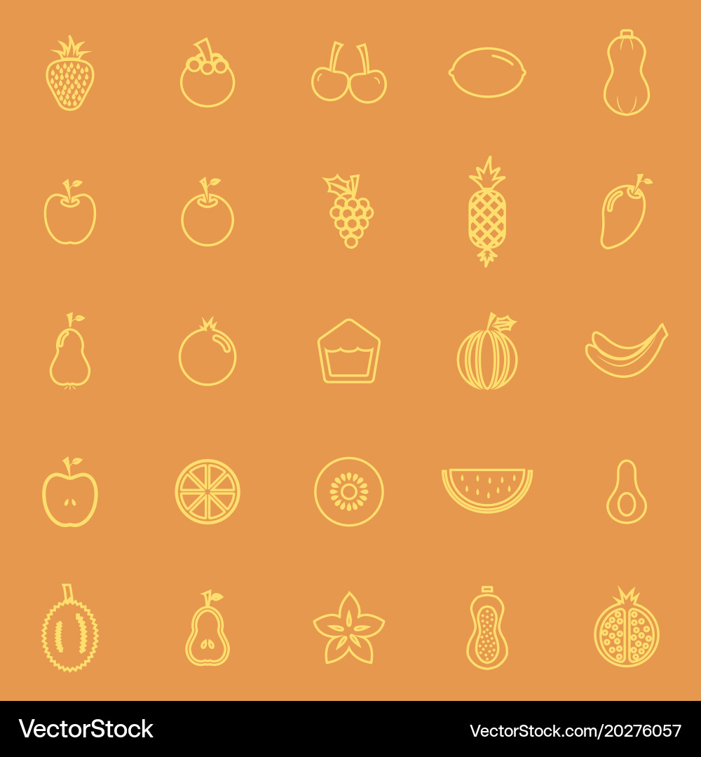 Obst Icon Set - Orange Hintergrund Vektorbild