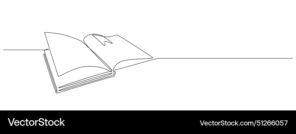 Opened book with bookmark in continuous one line Opened book with bookmark in continuous one line vector image
