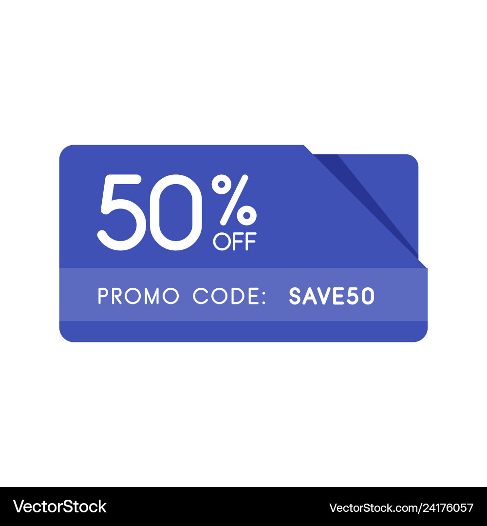 Promo code coupon flat badge design on white vector image