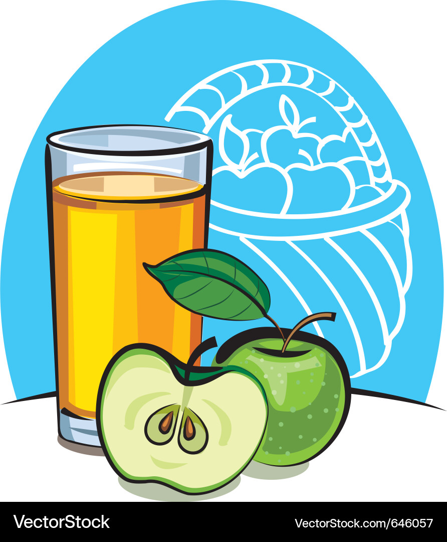Refreshing Apple Juice with Apples Vector Image