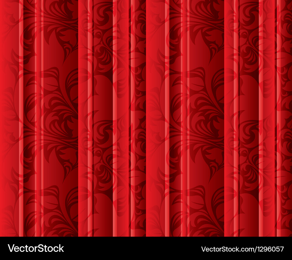 Seamless floral texture on the red curtains – Royalty-Free Vector |  VectorStock, image size:1000x892