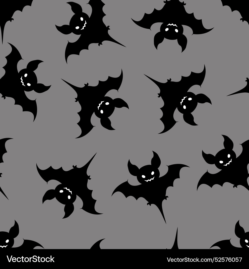 Seamless pattern with bats on a gray background Seamless pattern with bats on a gray background Vector Image