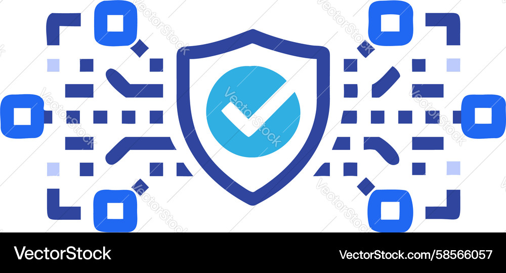 Secure QR Code Shield Icon Vector Image