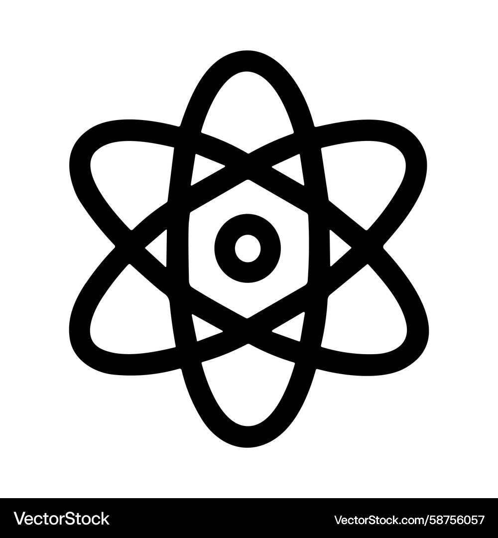 Simple Atom Icon - Nucleus and Electrons Vector Image