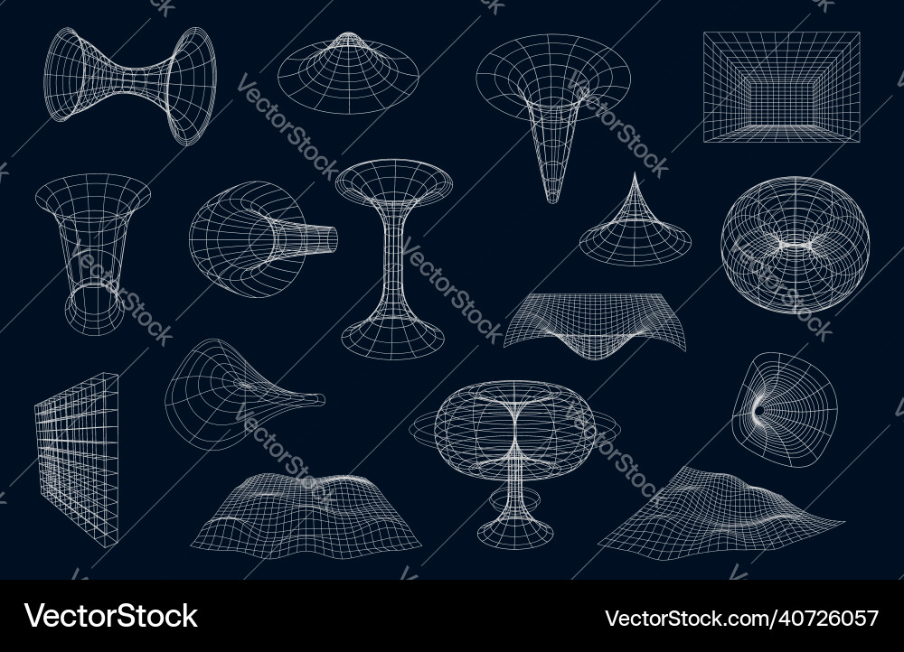 Wireframe Geometric Forms vector image