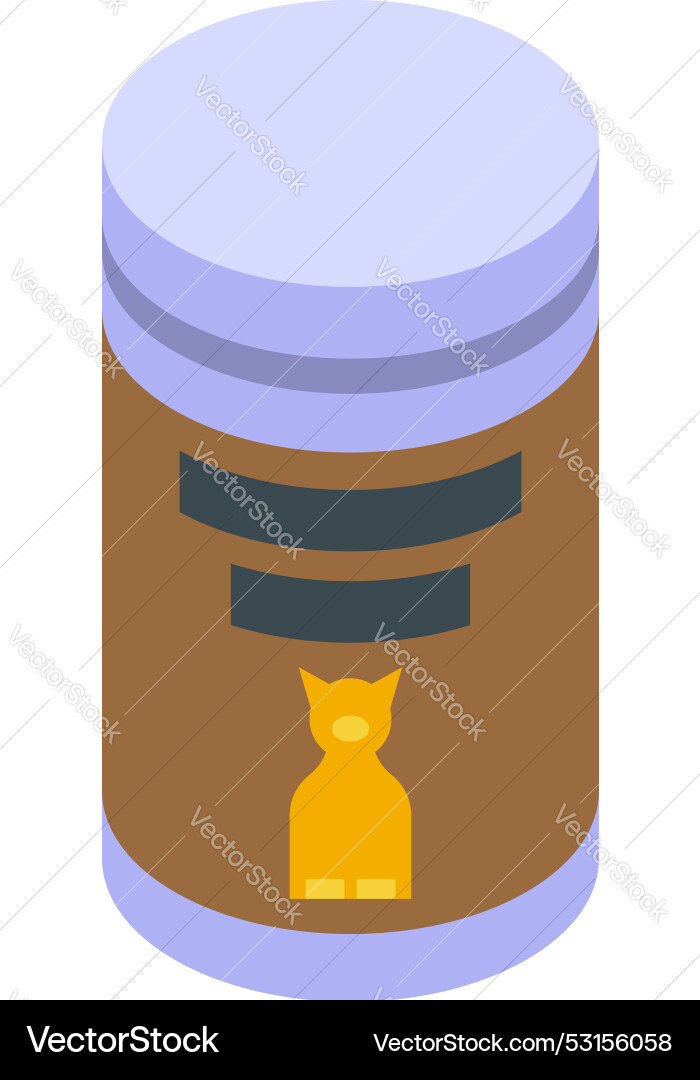 Closed metallic container showing a cat on its Vector Image