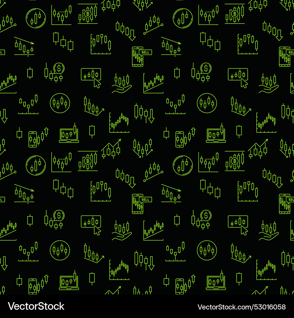 Crypto trading linear seamless pattern Vector Image