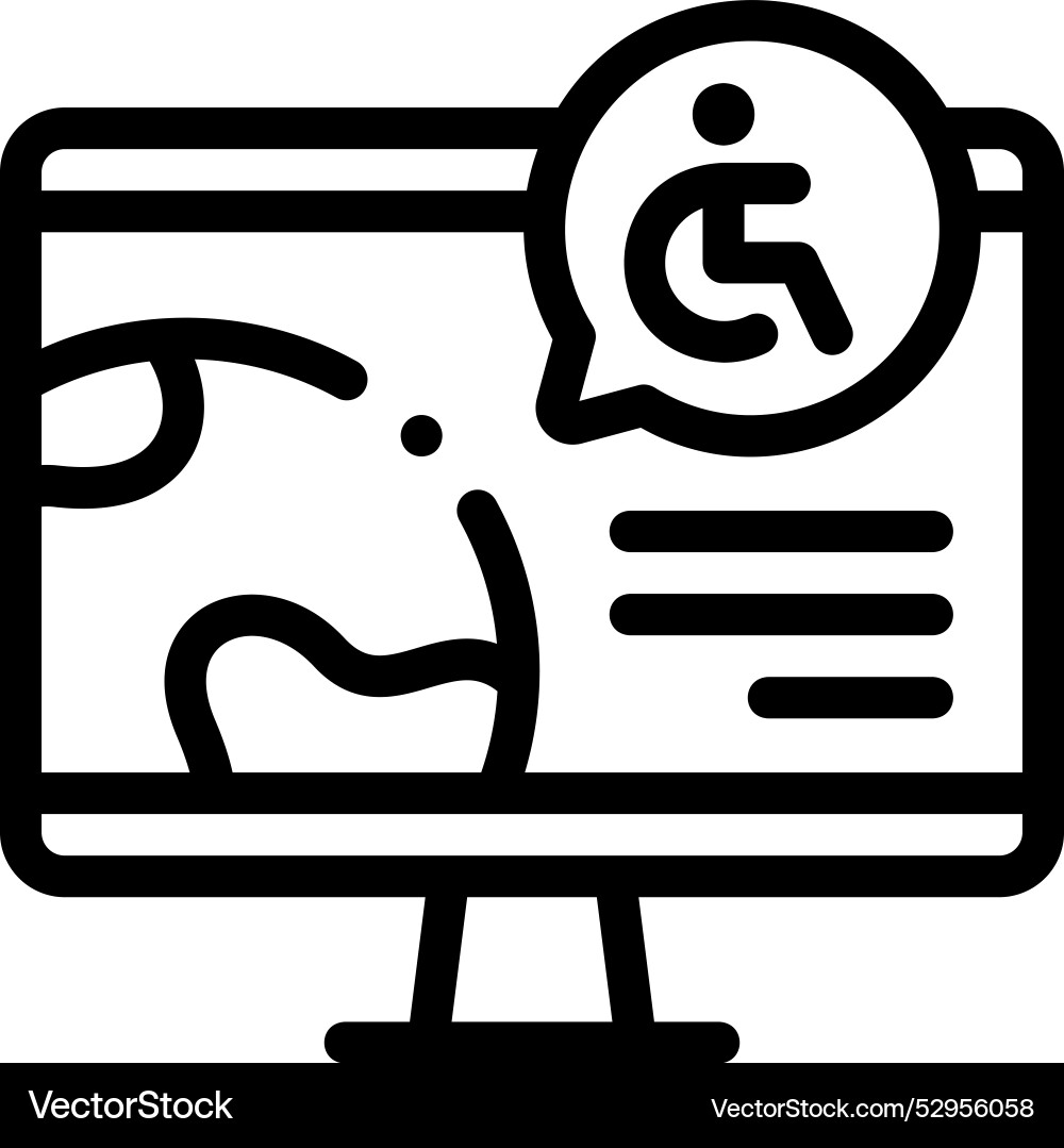Disability icon thin linear style design isolated Disability icon thin linear style design isolated vector image