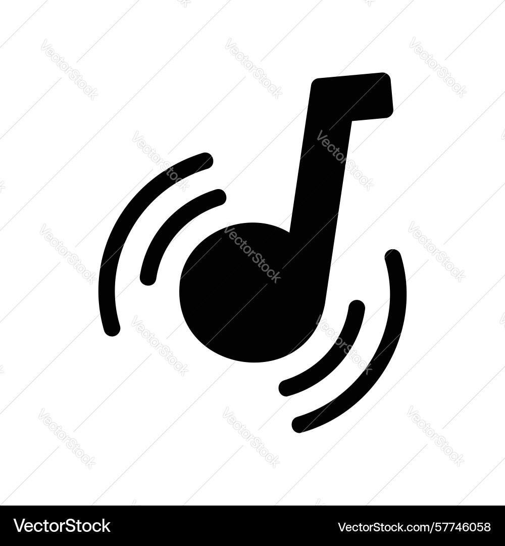Dynamic music note icon with flowing sound waves Vector Image