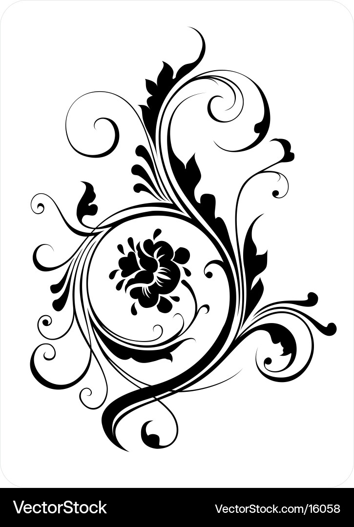 Intrict Floral Swirl Ornament Vektorbild