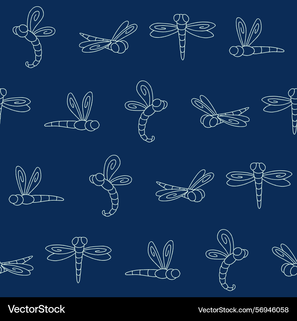 Outline dragonfly seamless pattern background Outline dragonfly seamless pattern background vector image