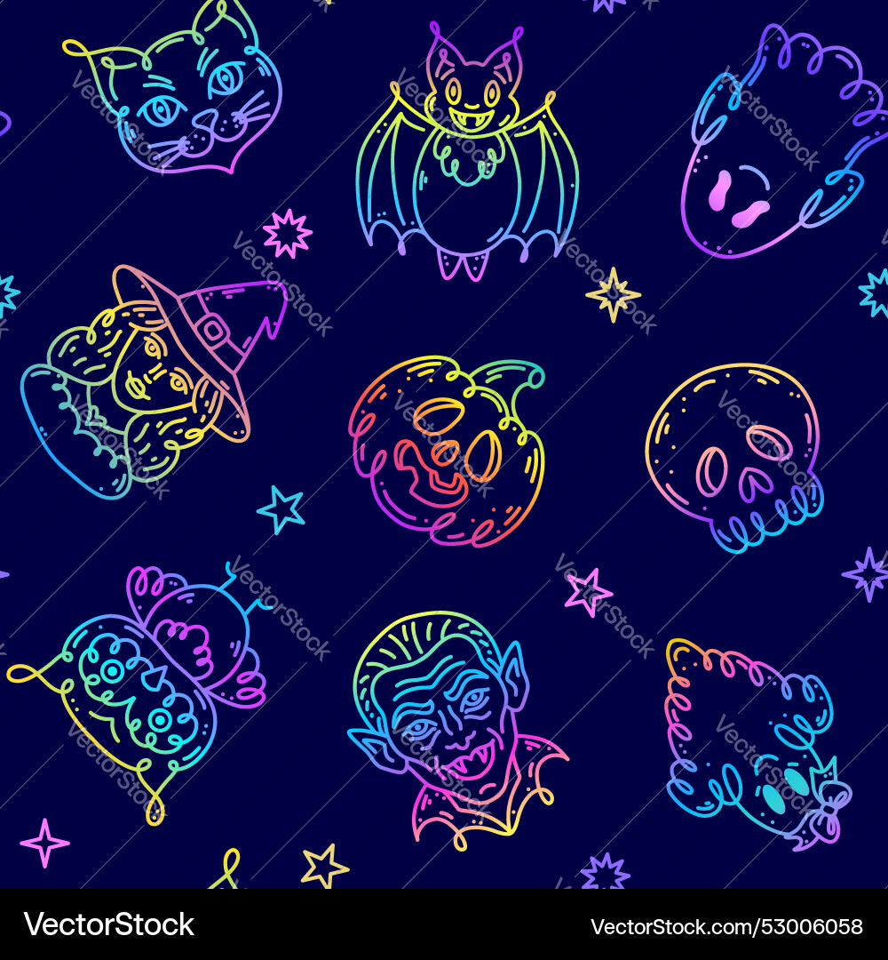 Seamless pattern with characters in doodle style vector image