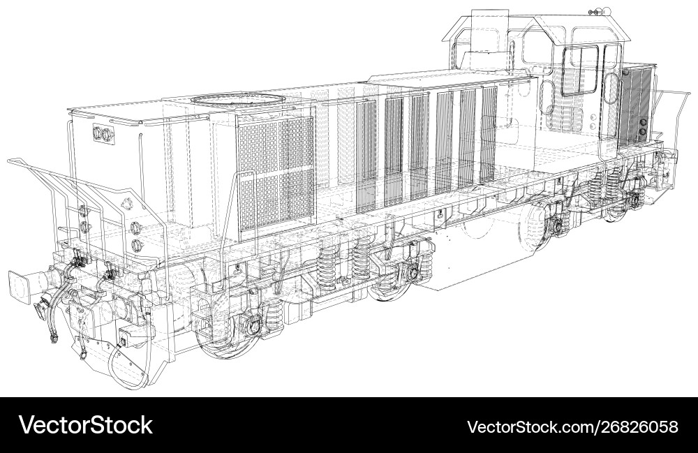 Train technical wire-frame rendering Train technical wire-frame rendering vector image
