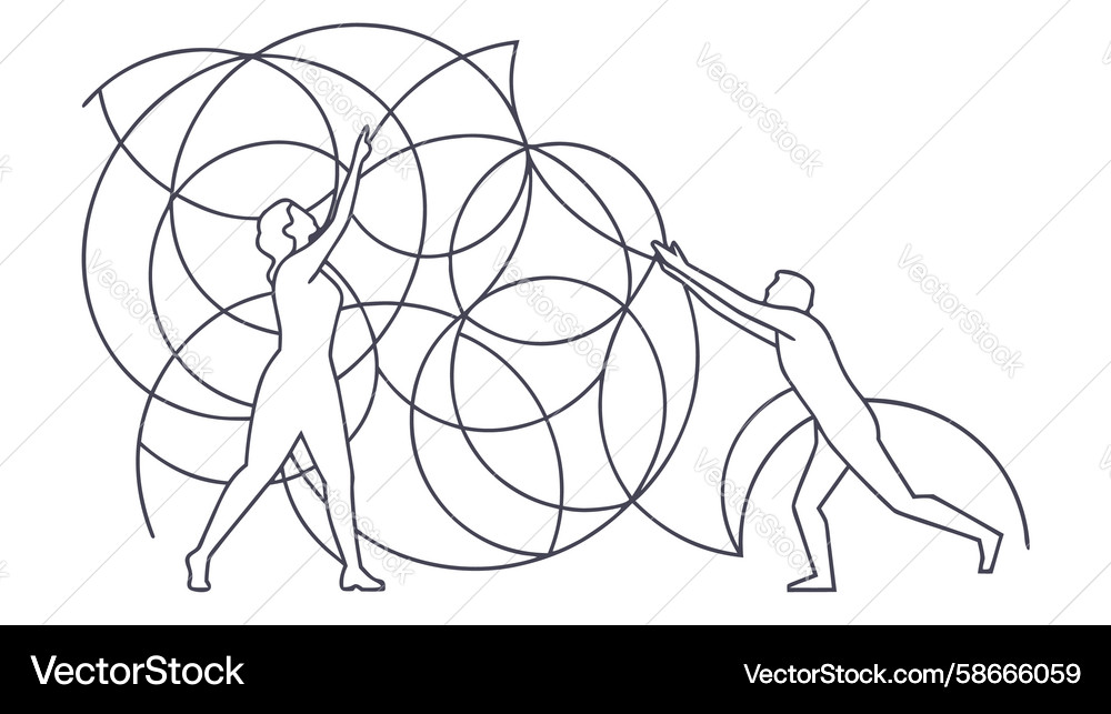 Abstract figures collaborating within a network Vector Image
