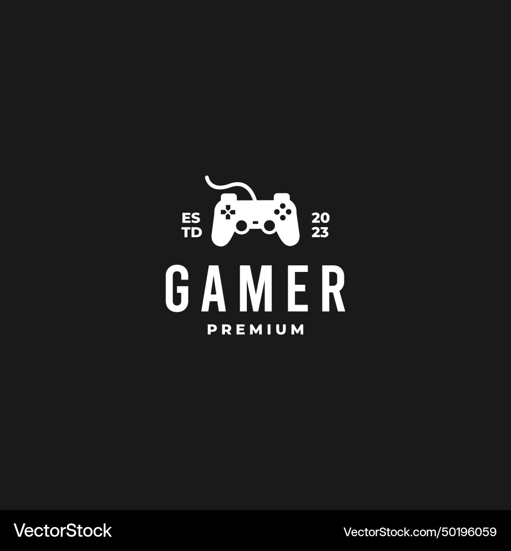 Gamer logo design retro hipster vintage good vector image