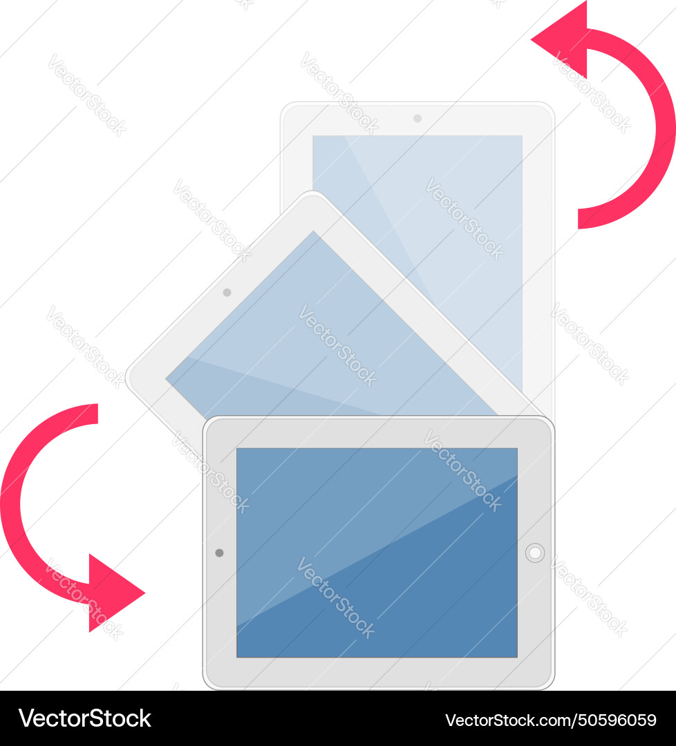 Tablet device screen turning simple instruction Tablet device screen turning simple instruction vector image
