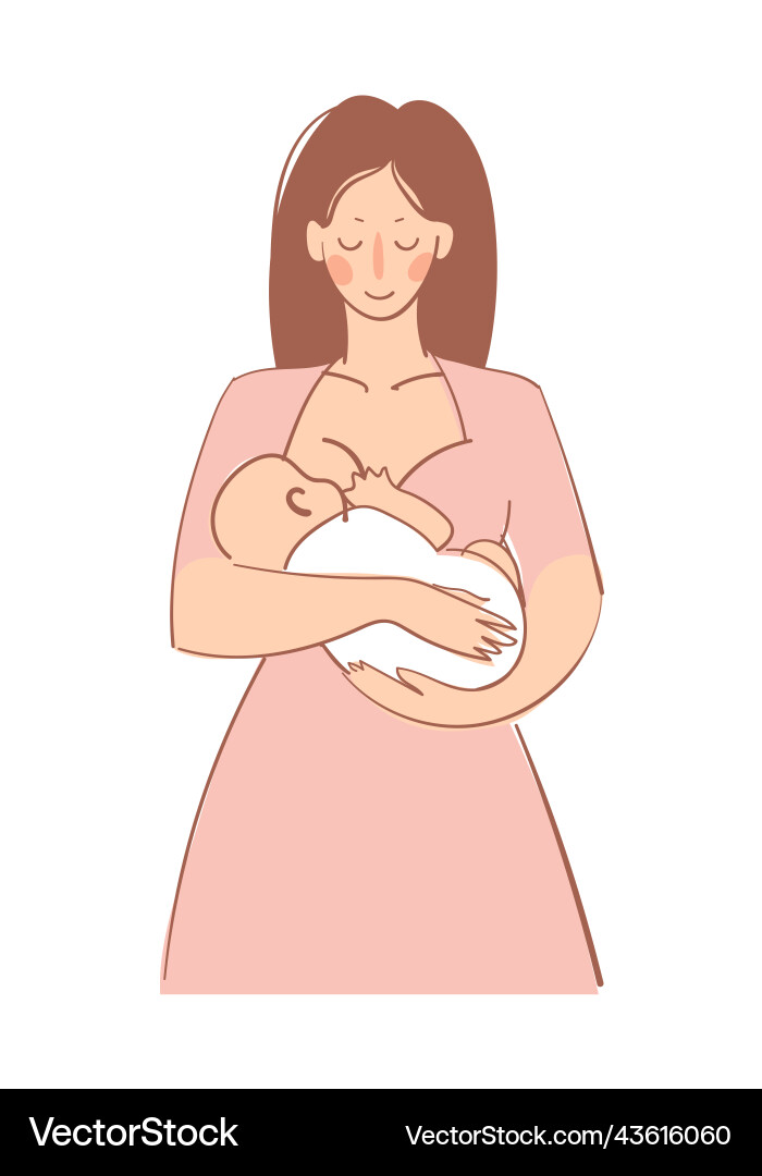 Eine pflegende junge Mutter stillt ihr neugeborenes Baby Eine pflegende junge Mutter stillt ihr neugeborenes Baby vektorbild