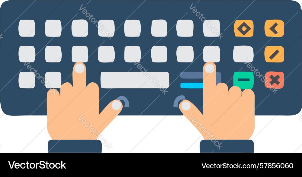 Hands typing on keyboard productivity and digital vector image