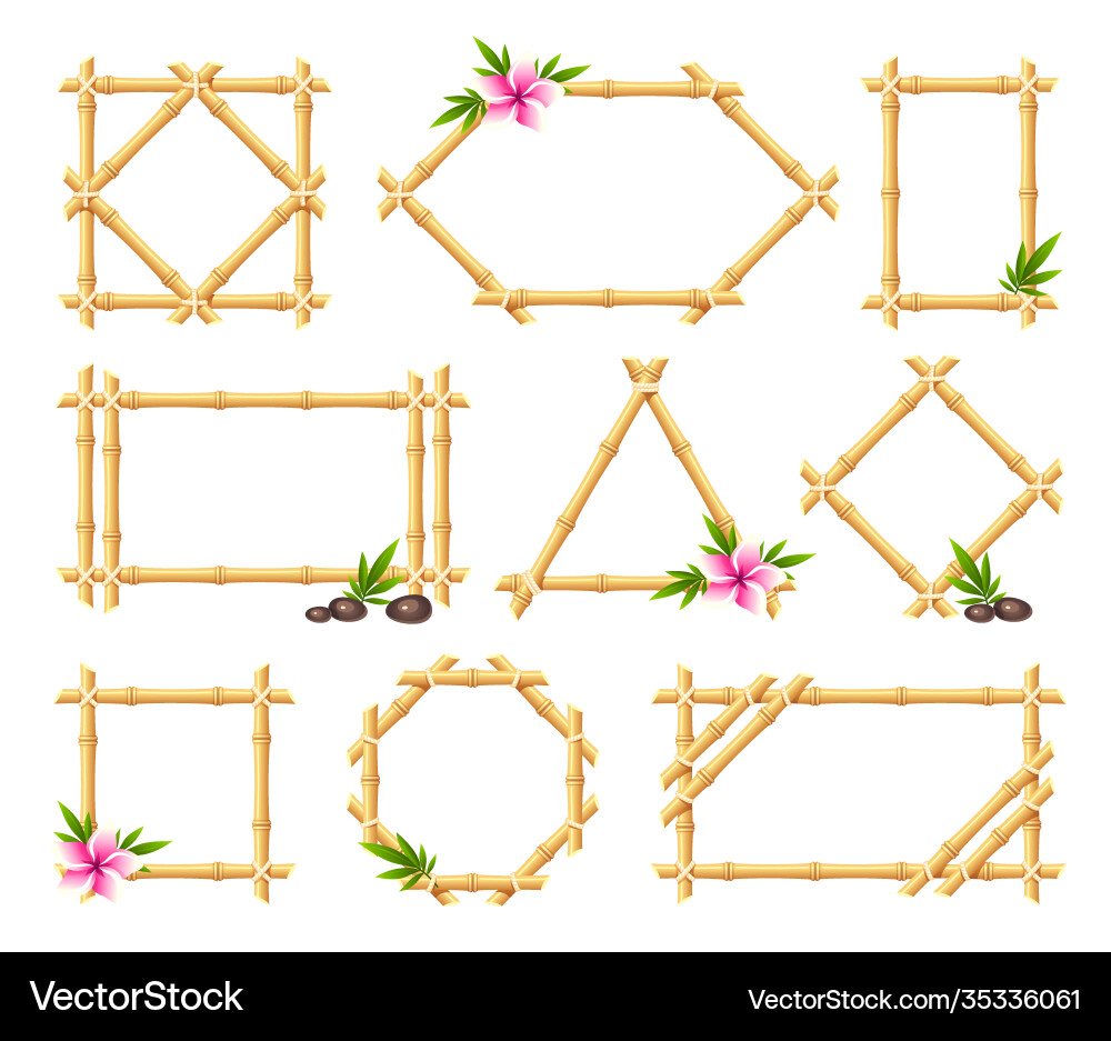 Bamboo sticks frames set triangular rectangular Bamboo sticks frames set triangular rectangular vector image