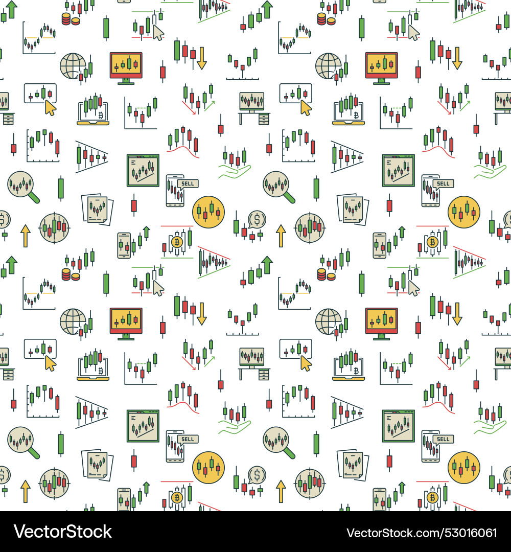 Crypto trading colored modern seamless pattern Vector Image