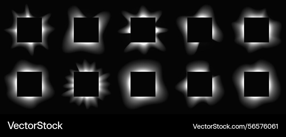 Set of square illuminate light frames Set of square illuminate light frames vector image
