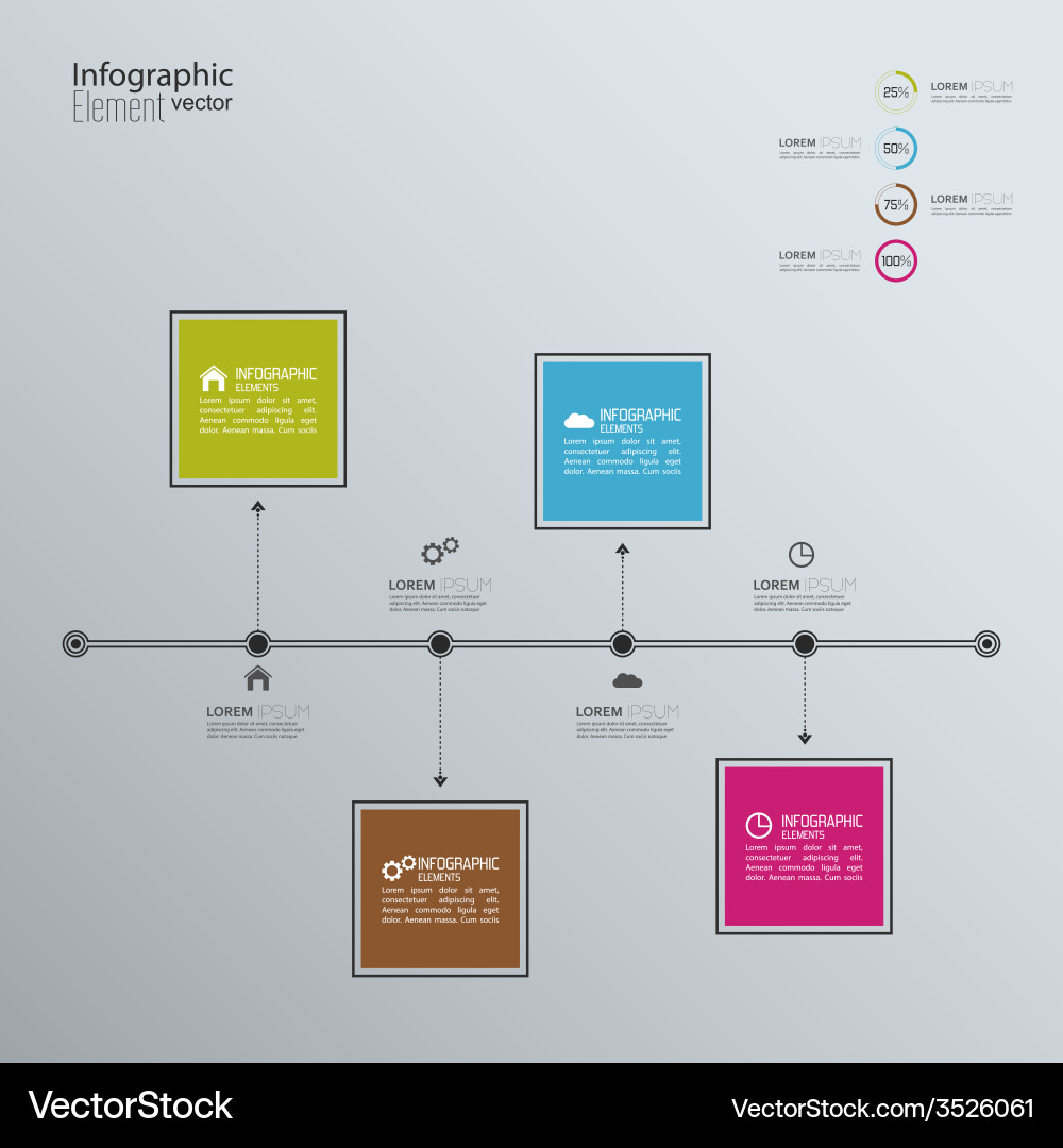 Timeline infographic with arrows and pointers vector image