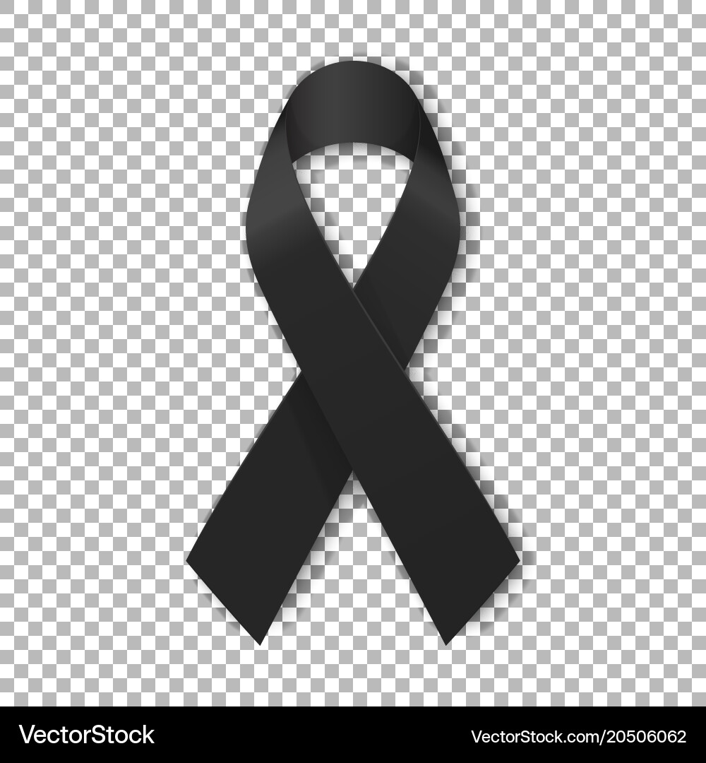 Black mourning ribbon on transparent background Vector Image