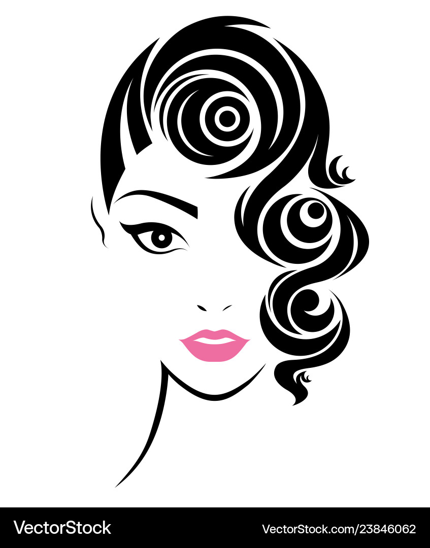Damen kurze Haare Stil Icon Logo Gesicht Damen kurze Haare Stil Icon Logo Gesicht vektorbild