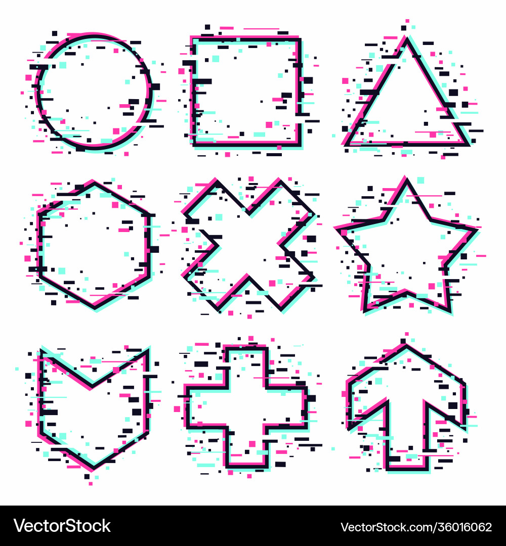Frames set glitch style design element Frames set glitch style design element vector image
