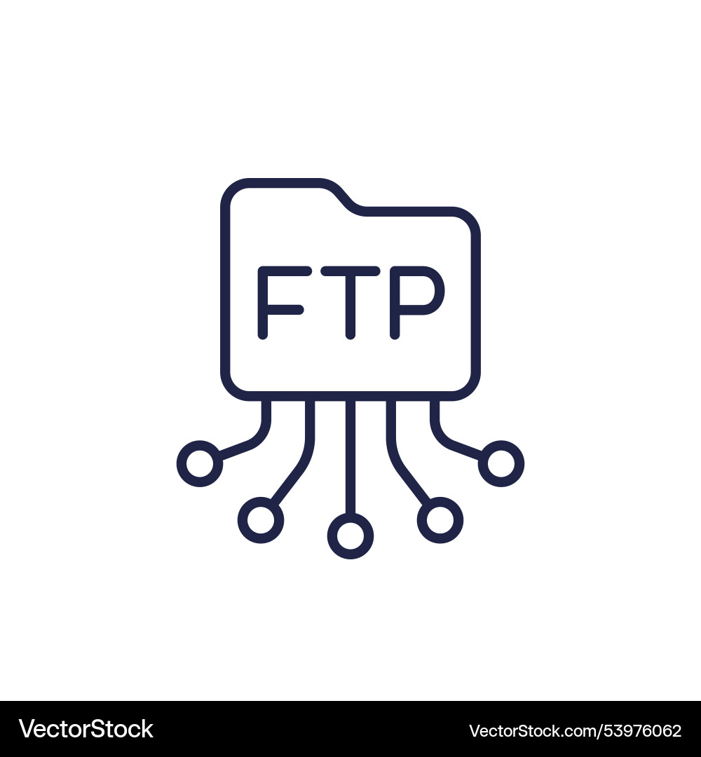 Ftp line icon with file folder vector image
