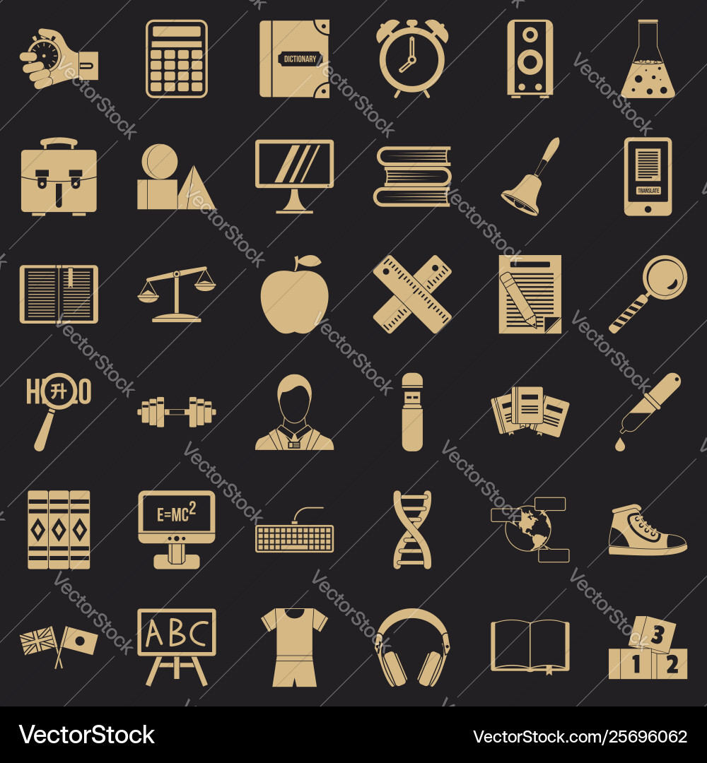 Learning kid icons set simple style Learning kid icons set simple style vector image