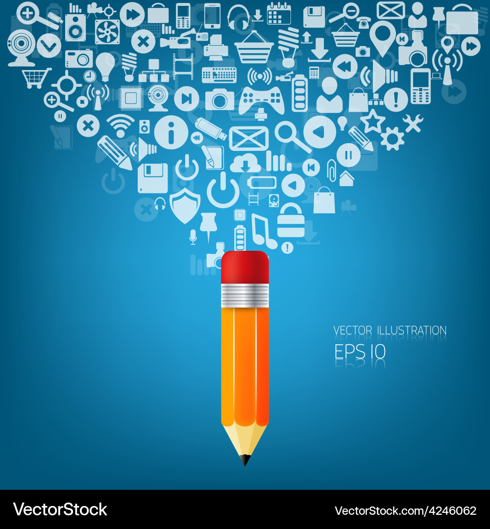 Pencil icon flat abstract background with web Vector Image
